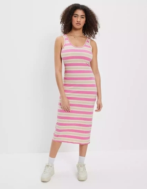 Robe Mi-longue American Eagle AE Nervuré Knit Rose Femme | BSX-91790327